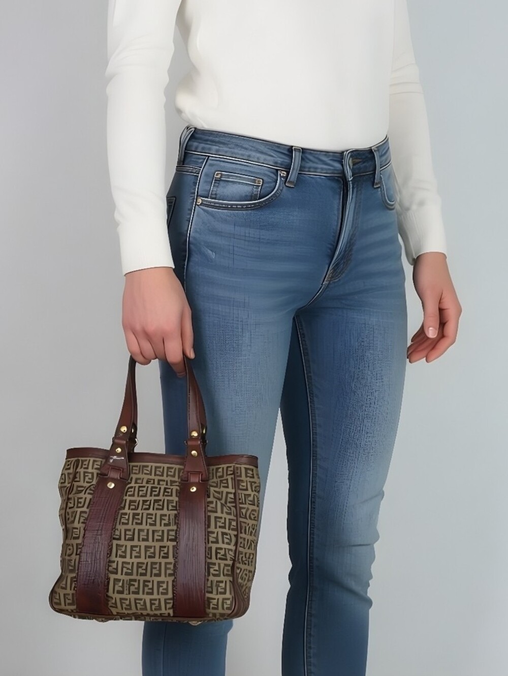 Fendi Zucchino Monogram Tote Bag with COA